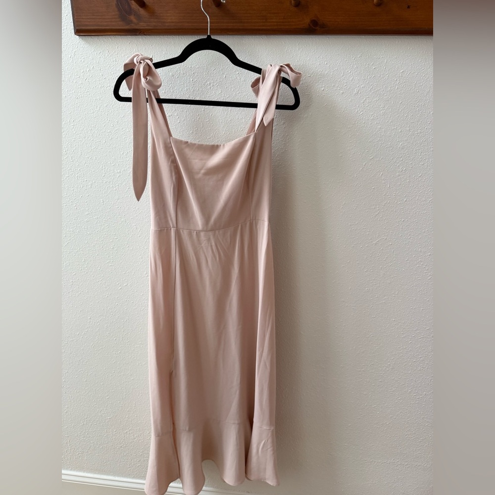 Pink Sleeveless Dress with Bow Straps